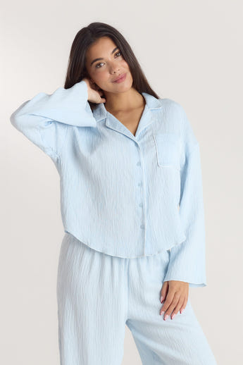 Crinkle Pyjamahemd - Blau