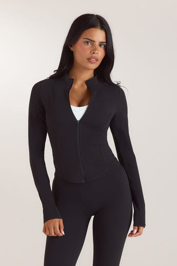 ContourSoft™ Zip-Up Jacke - Schwarz