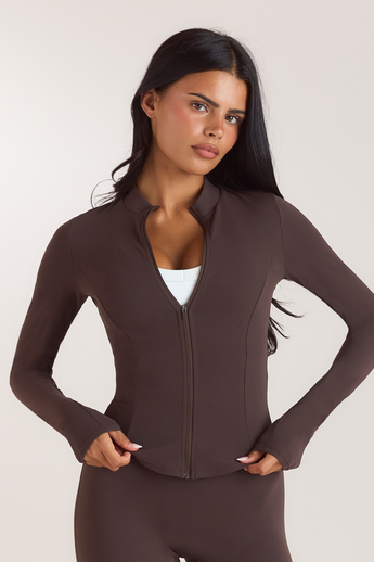 ContourSoft™ Zip-Up Jacke - Dunkle Schokolade