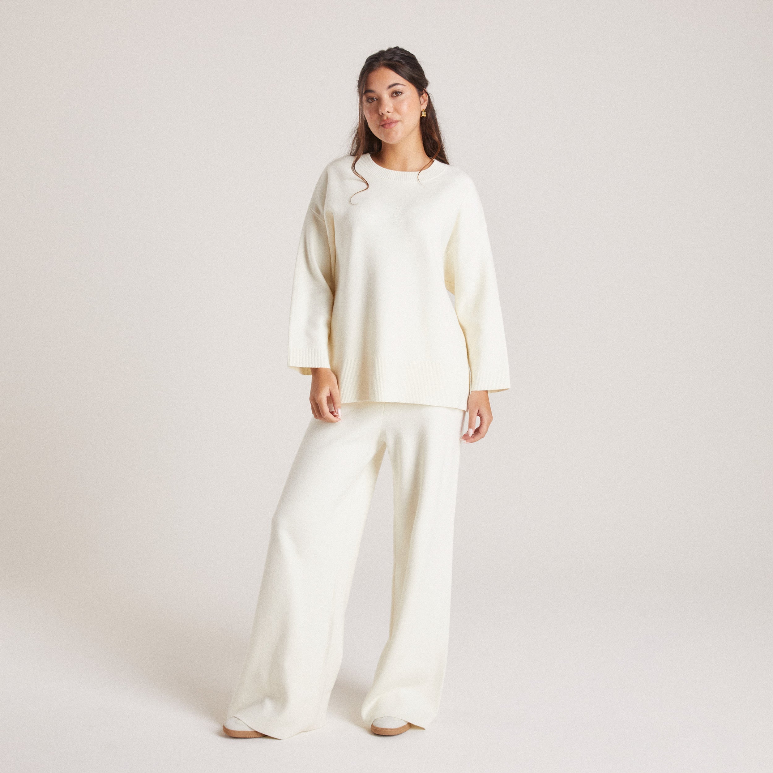 Gestrickter Pullover - Crèmefarbe