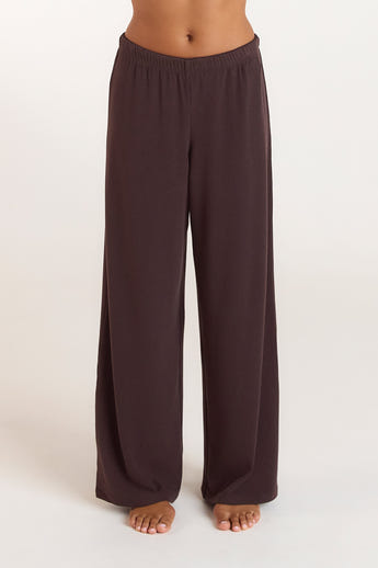 Geripptes Pyjamahose - Dunkle Schokolade