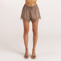 Satin Spitzenshorts - Mokka