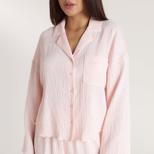 Crinkle Pyjamahemd - Rosa