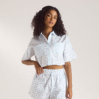 Bloom & Stripe Kurzärmeliges Pyjamahemd - Blau