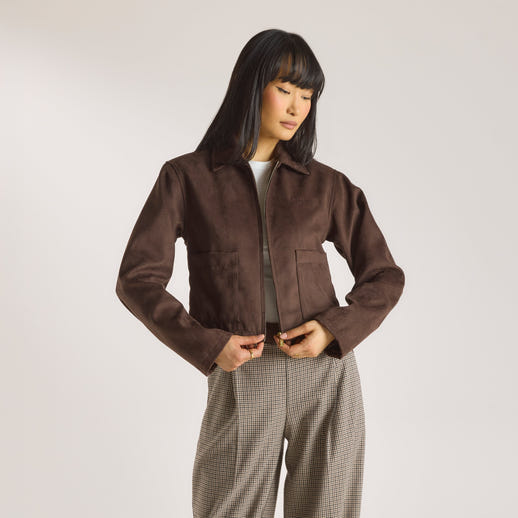 Velourslederjacke - Schokolade