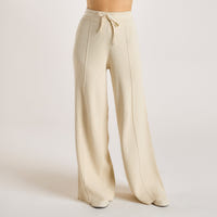 Weite Strickhose - Crèmefarbe