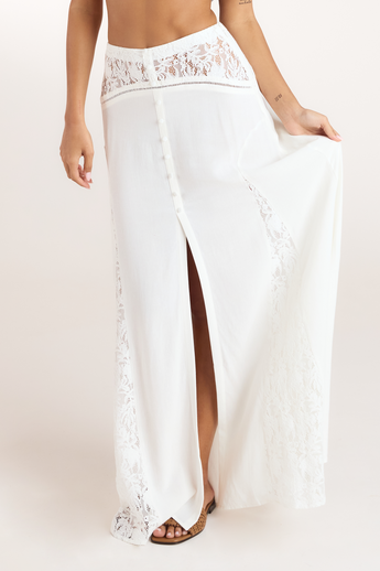 Maxirock mit Spitzeneinsätzen - Crèmefarbe alternate