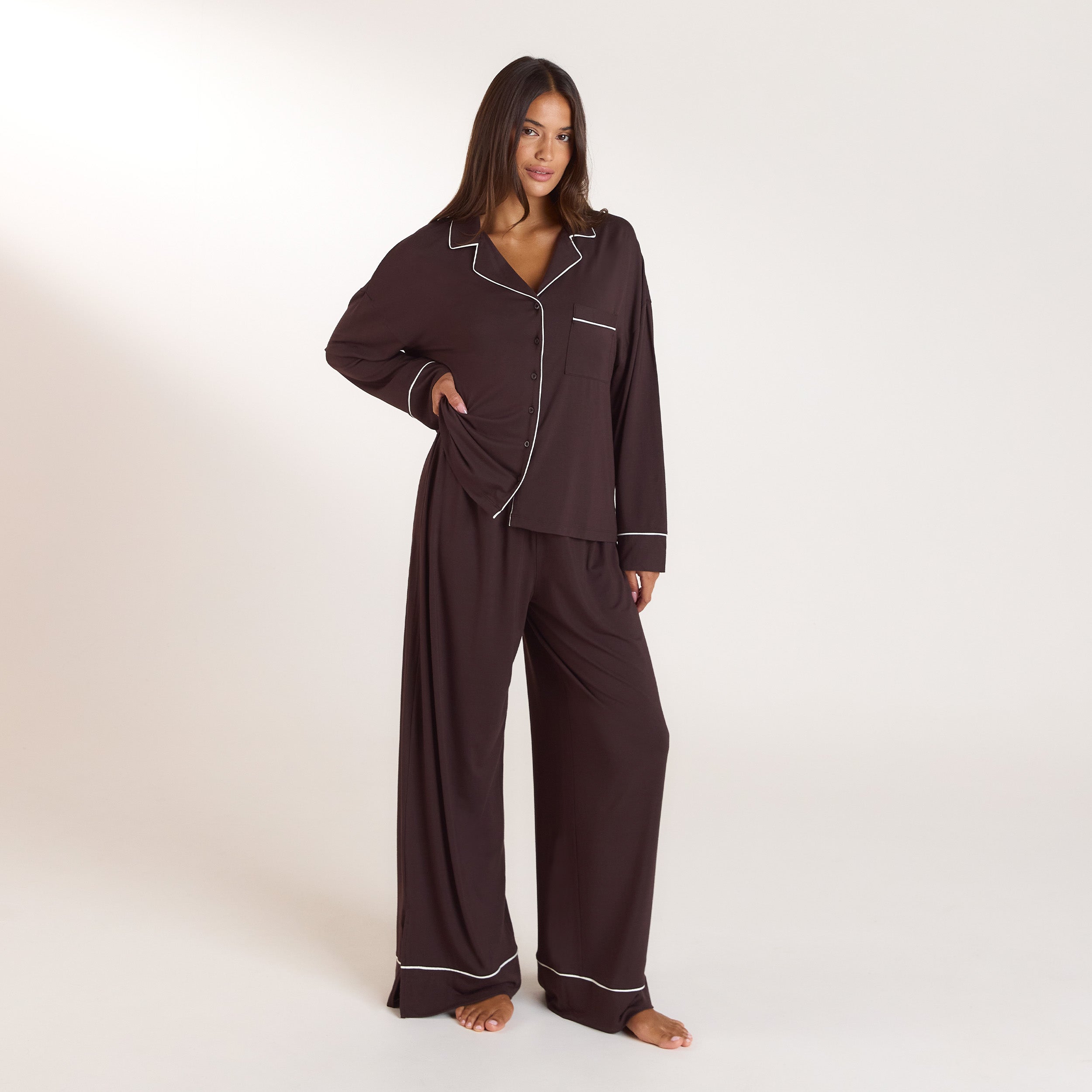 Modal Pyjamahemd - Dunkle Schokolade alternate