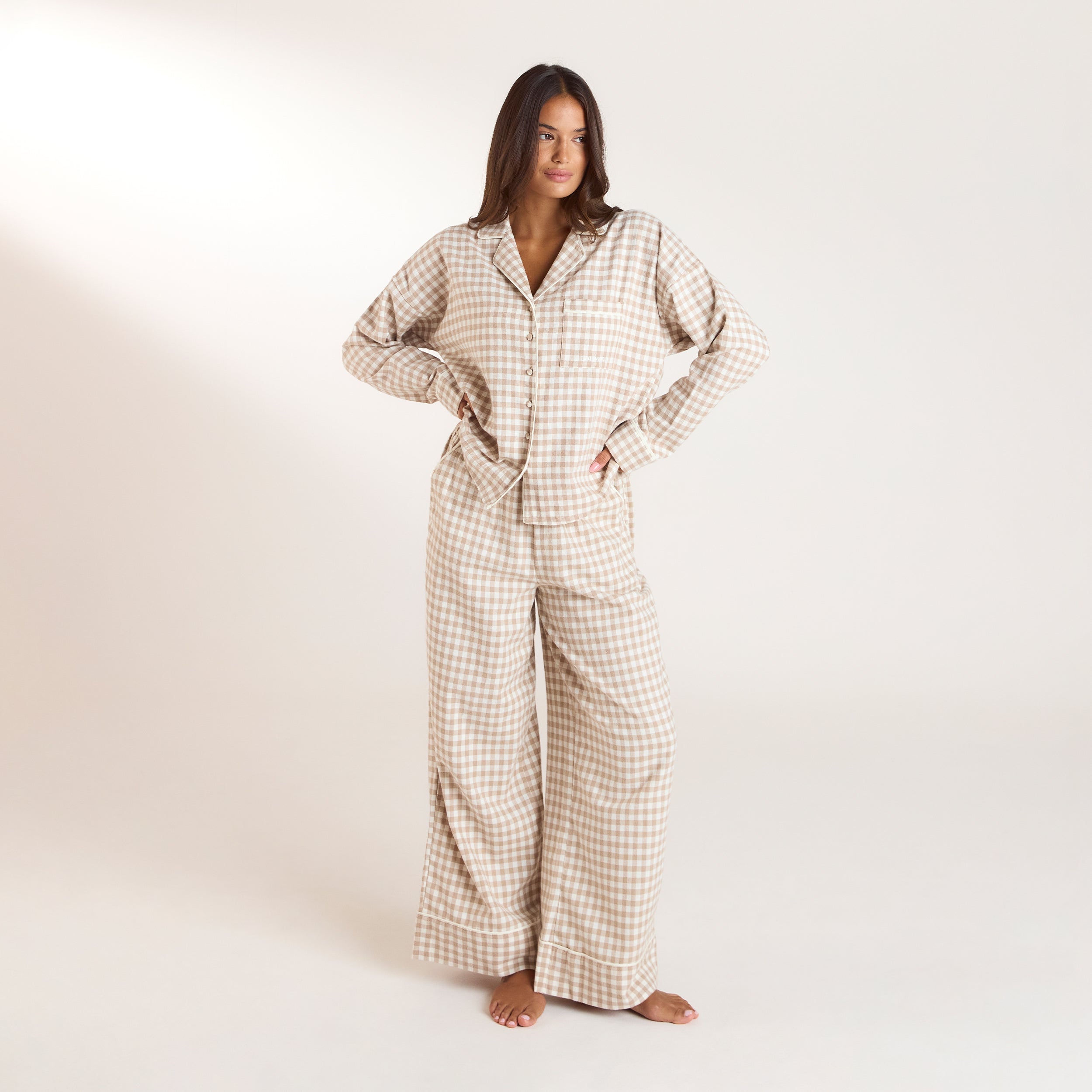 Gingham Pyjama Hose | Gingham Pyjama Hose - Beige