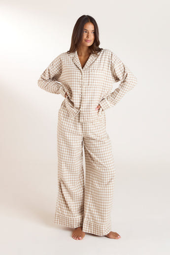 Gingham Pyjama Hose - Beige alternate