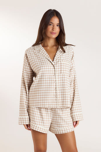 Gingham Pyjamahemd - Beige
