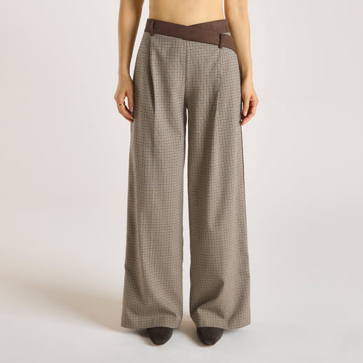 Hahnentrittmuster-Hose - Braun