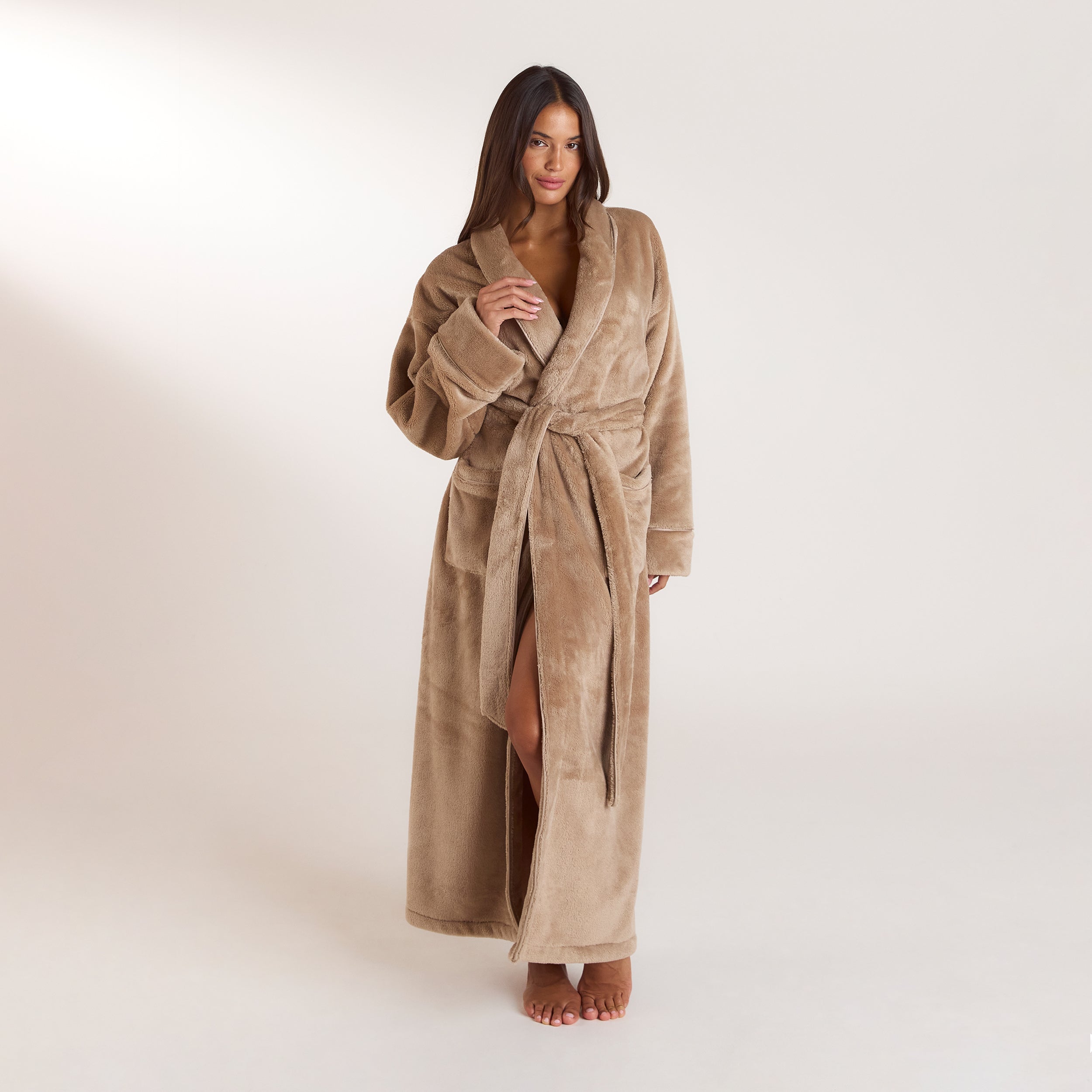 Langer Morgenmantel - Beige