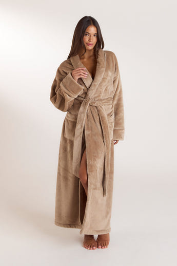 Langer Morgenmantel - Beige