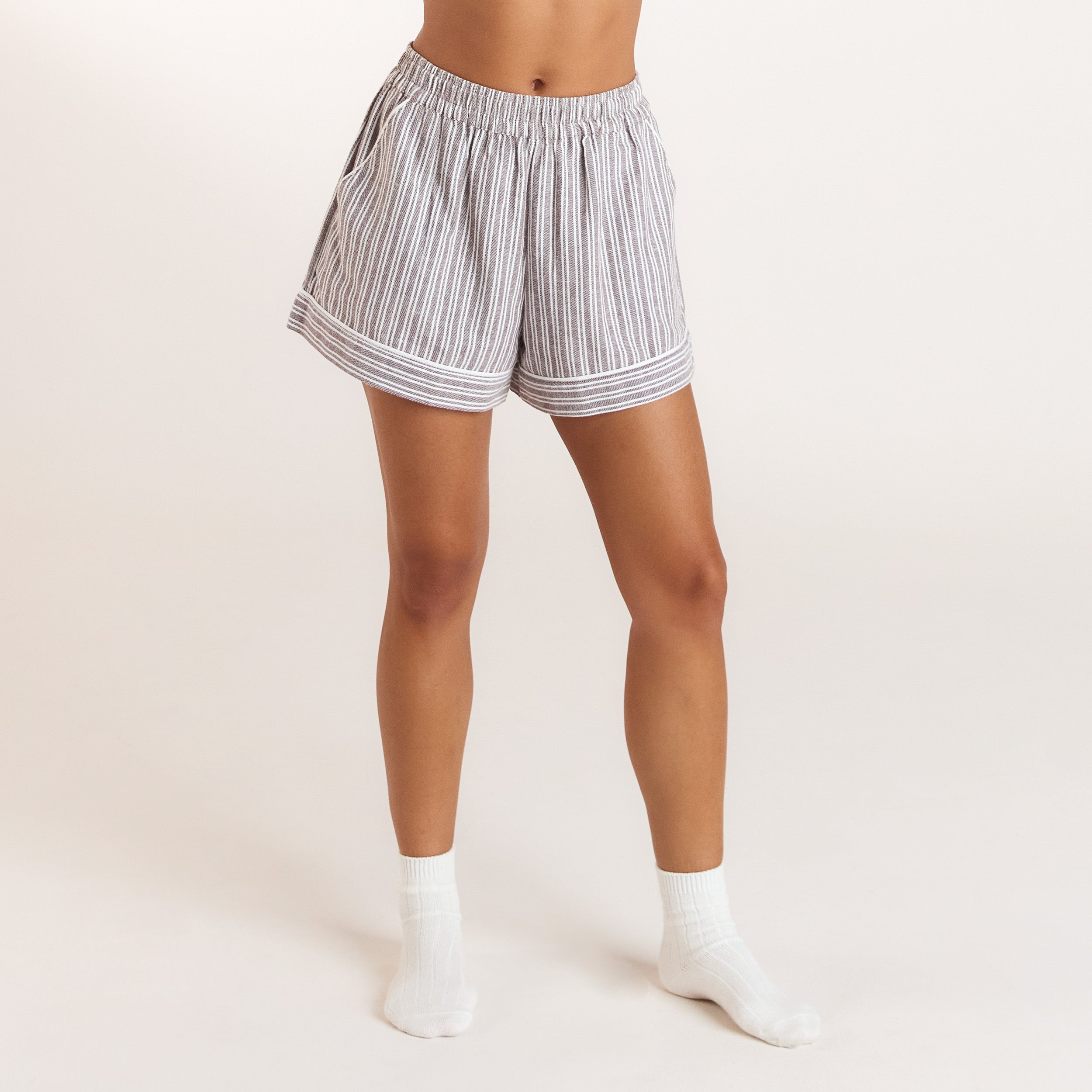 Stripe Pyjama Shorts - Schokolade