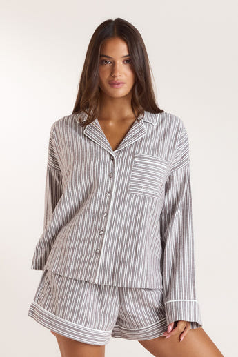 Stripe Pyjamahemd - Schokolade