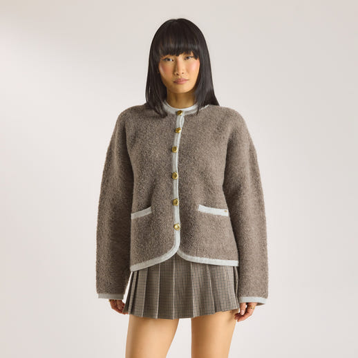 Gestrickte Wolljacke - Trüffel alternate