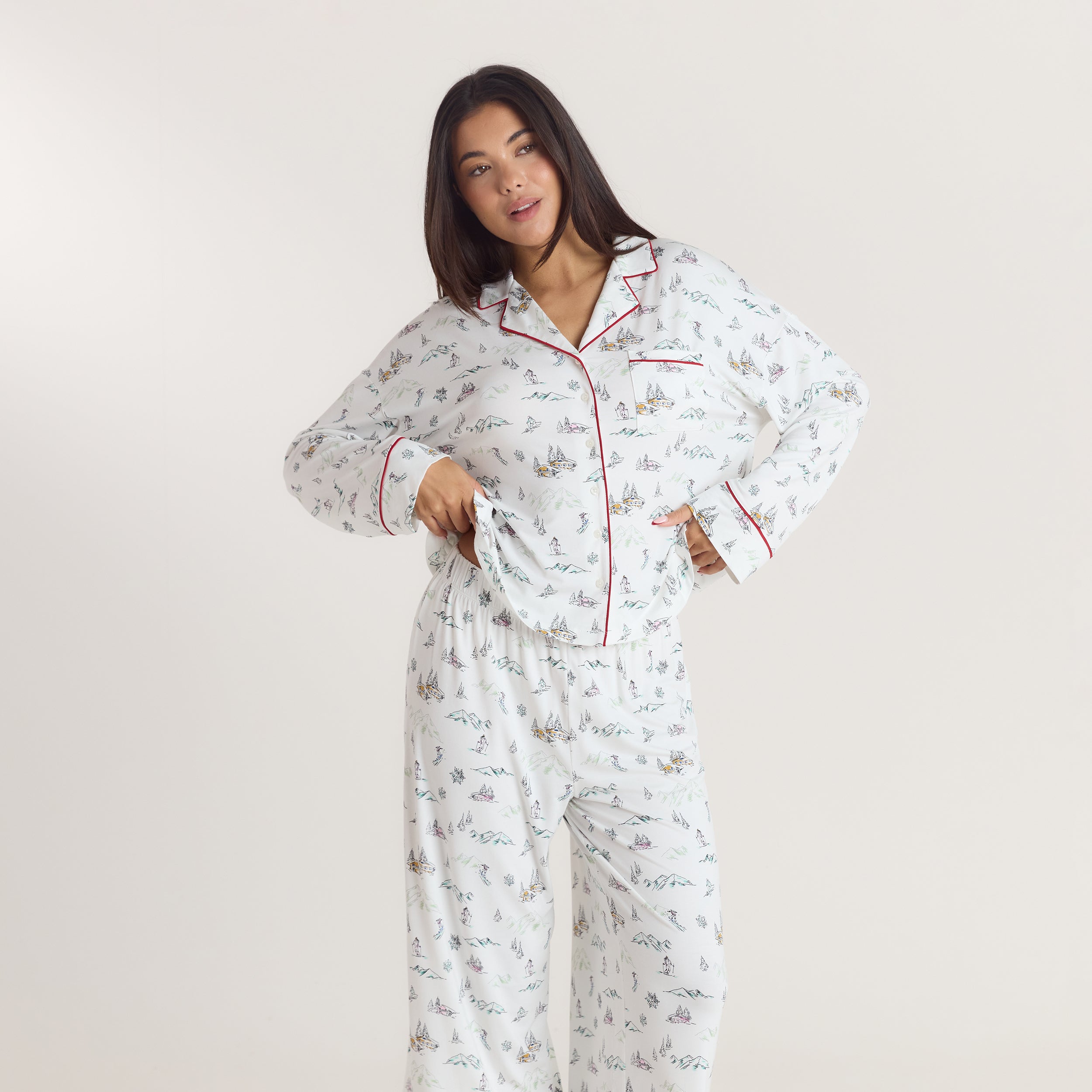 Alpine Dreams Pyjamahemd  - Ski Muster alternate