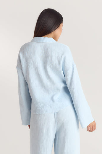Crinkle Pyjamahemd - Blau alternate