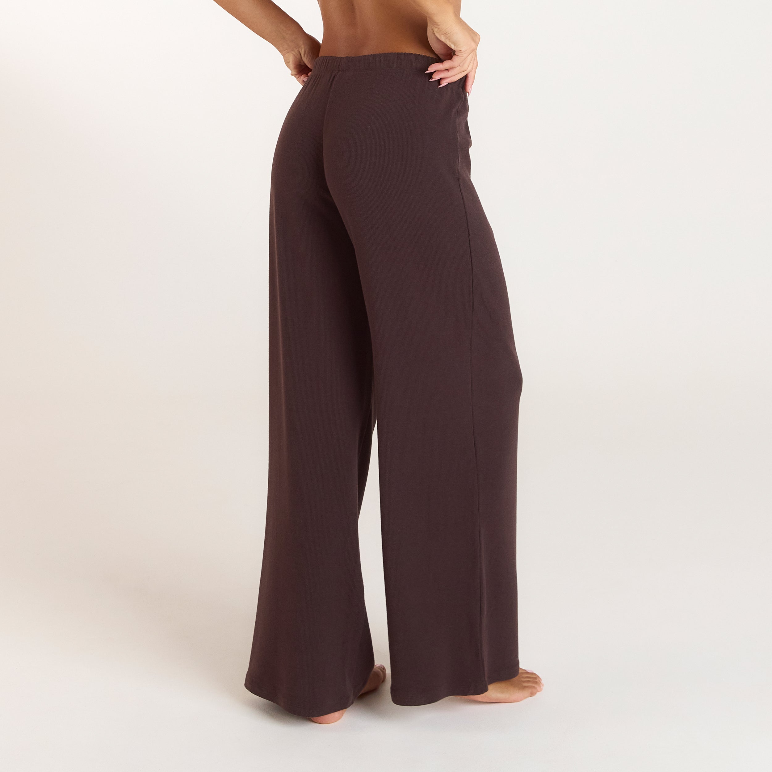 Geripptes Pyjamahose | Geripptes Pyjamahose - Dunkle Schokolade