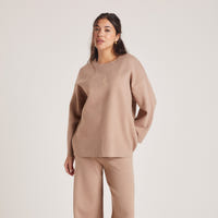 Gestrickter Pullover - Hellbraun