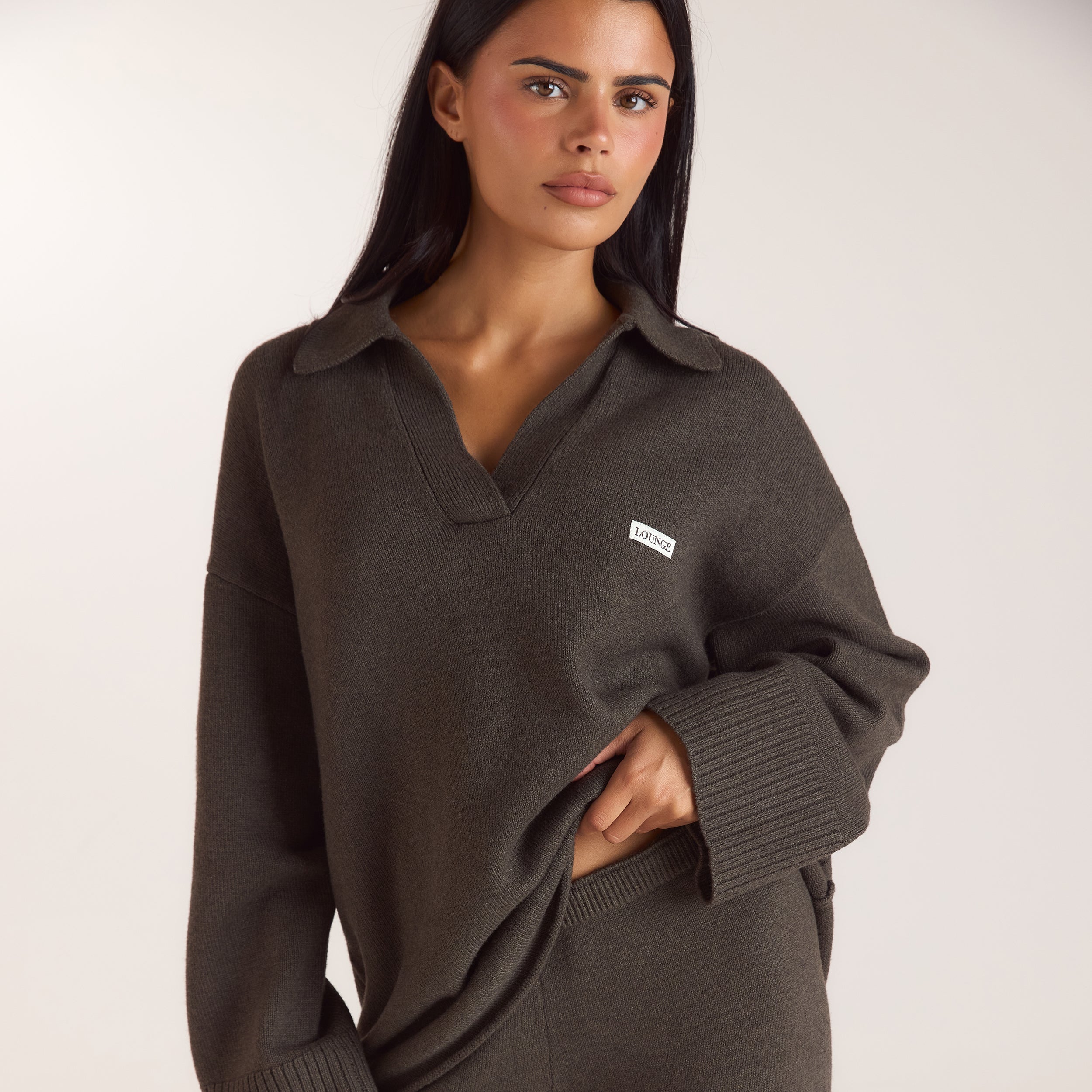Oversize Strickjacke mit V-Ausschnitt | Oversize Strickjacke mit V-Ausschnitt - Moosgrün