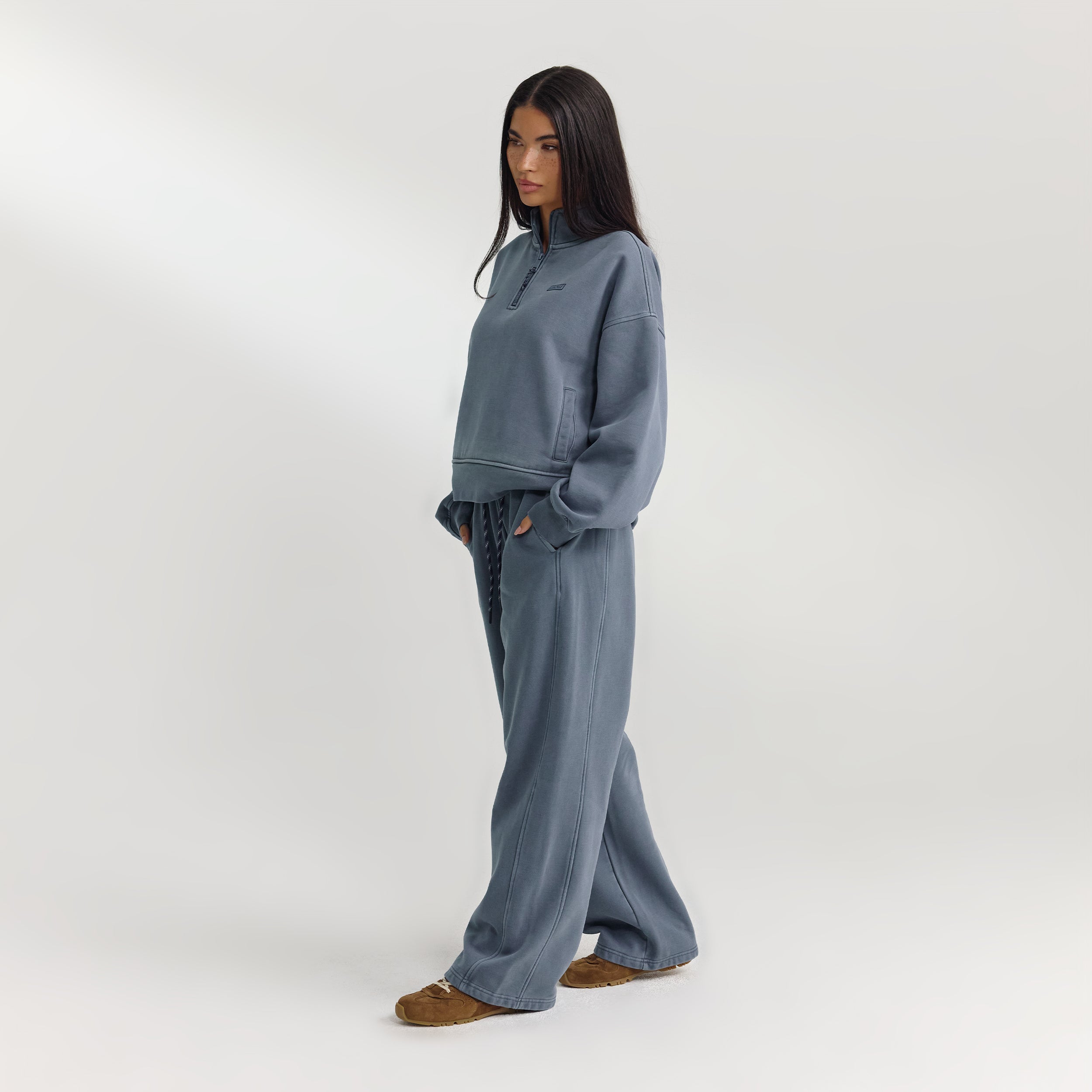 Pullover mit Reissverschluss | Pullover mit Reissverschluss - Gewaschenes Blau