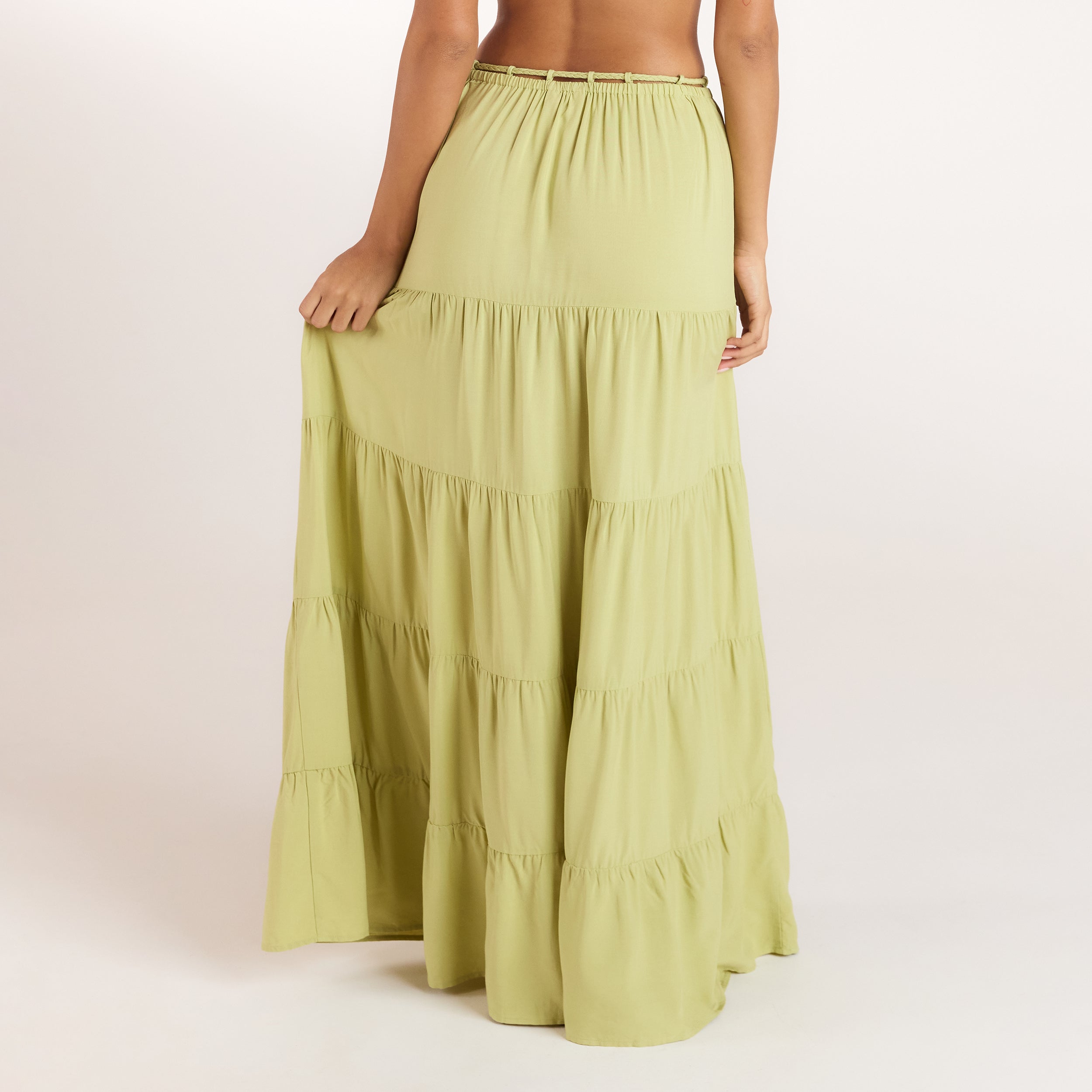 Gerüschtes Bralette & Maxirock Co-Ord | Gerüschtes Bralette (Set) - Gewaschene Limone