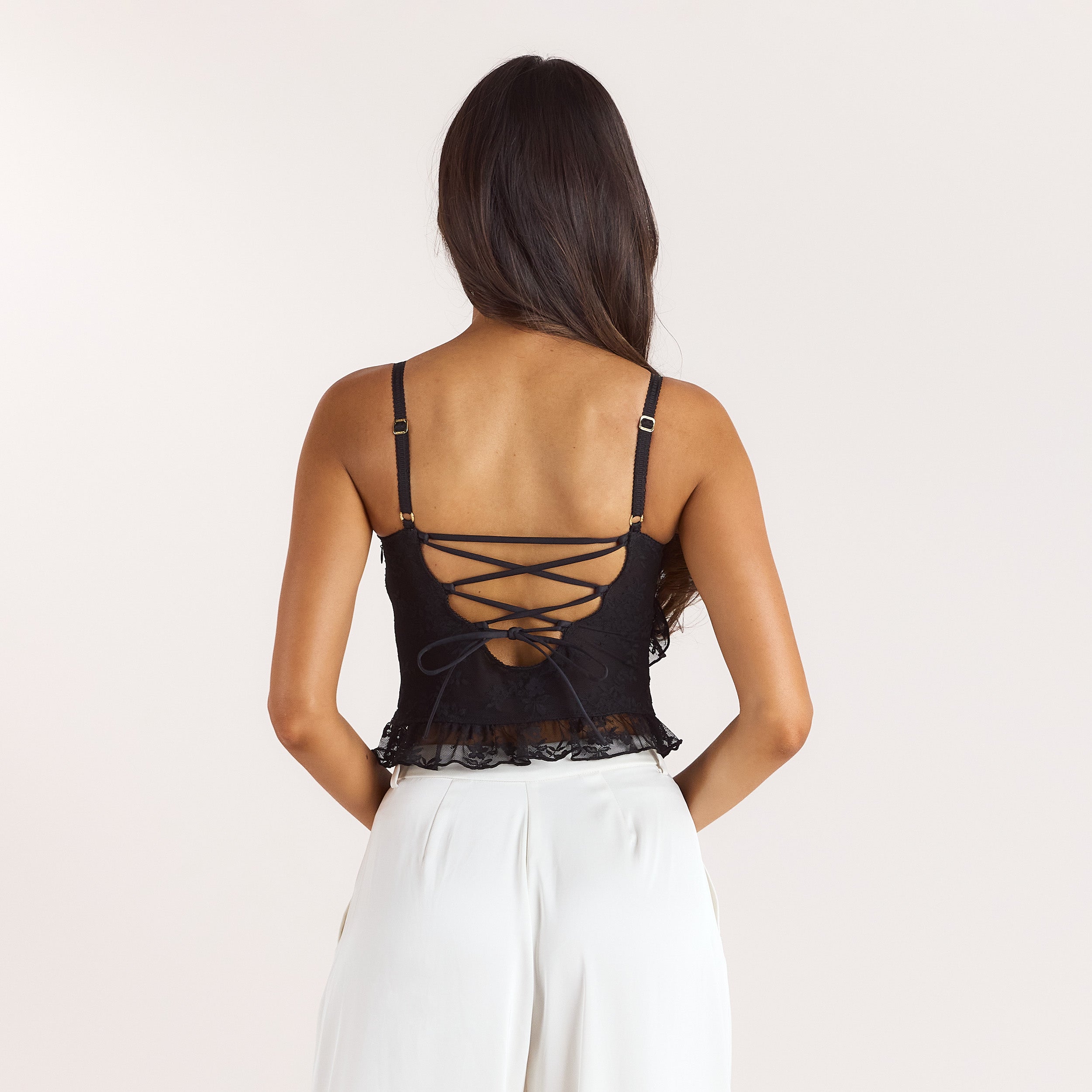 Asymmetrisches Cami-Top | Asymmetrisches Cami-Top - Schwarz