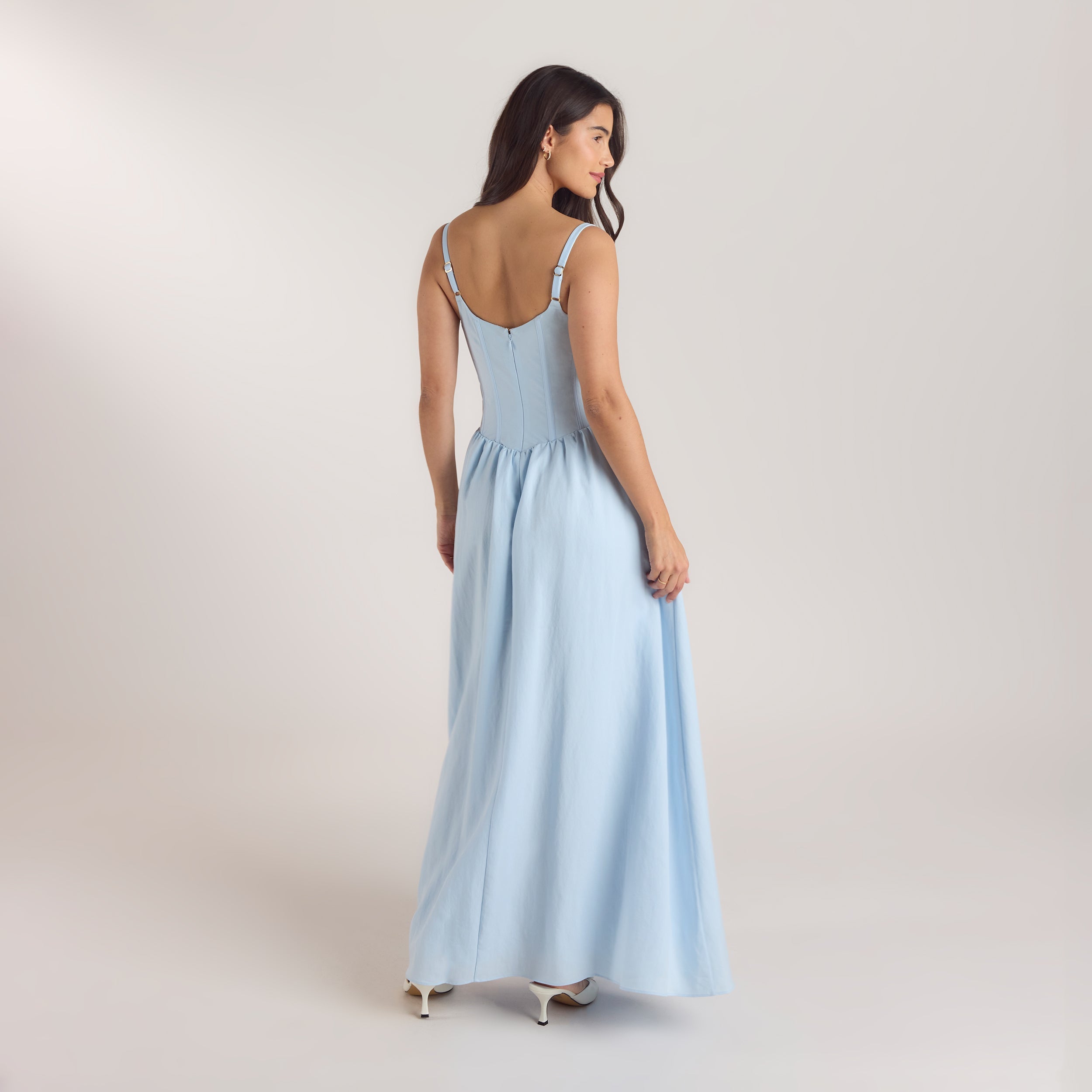  Maxikleid mit Korsetterie | Maxikleid mit Korsetterie - Blau