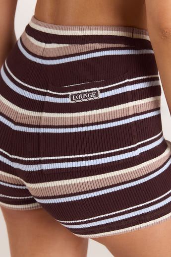 Strickshorts - Braune Streifen alternate