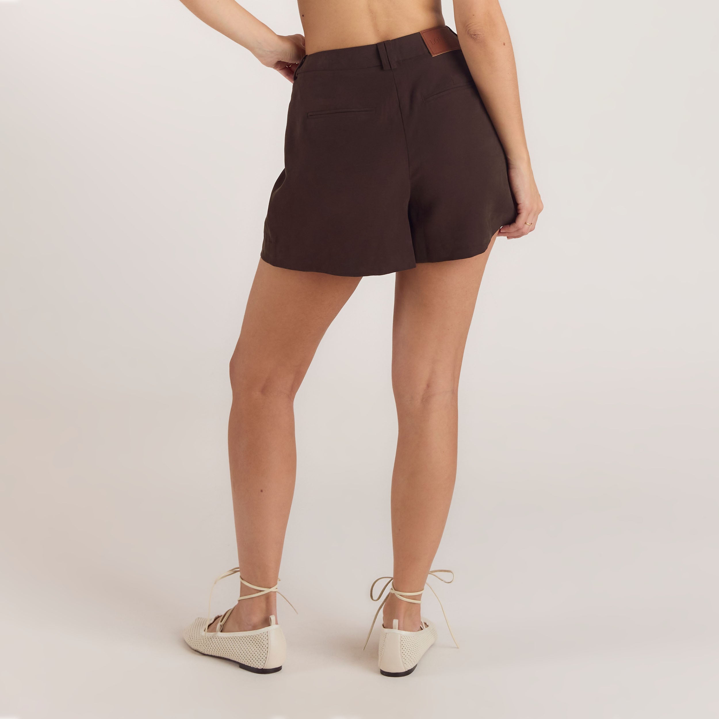 Hochtaillierte Tailored-Shorts | Hochtaillierte Tailored-Shorts - Schokolade