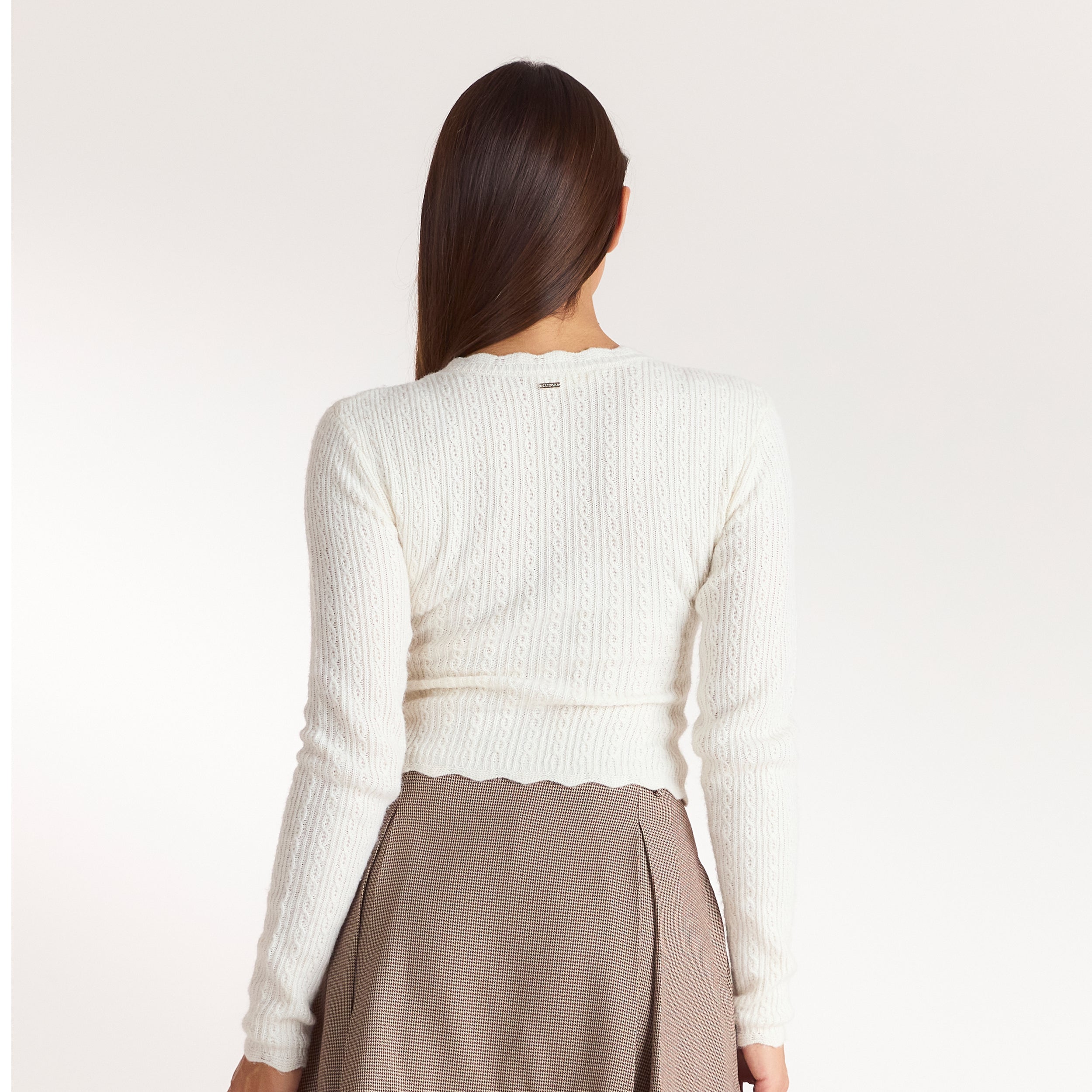 Feinstrick-Cardigan | Feinstrick-Cardigan - Crèmefarbe
