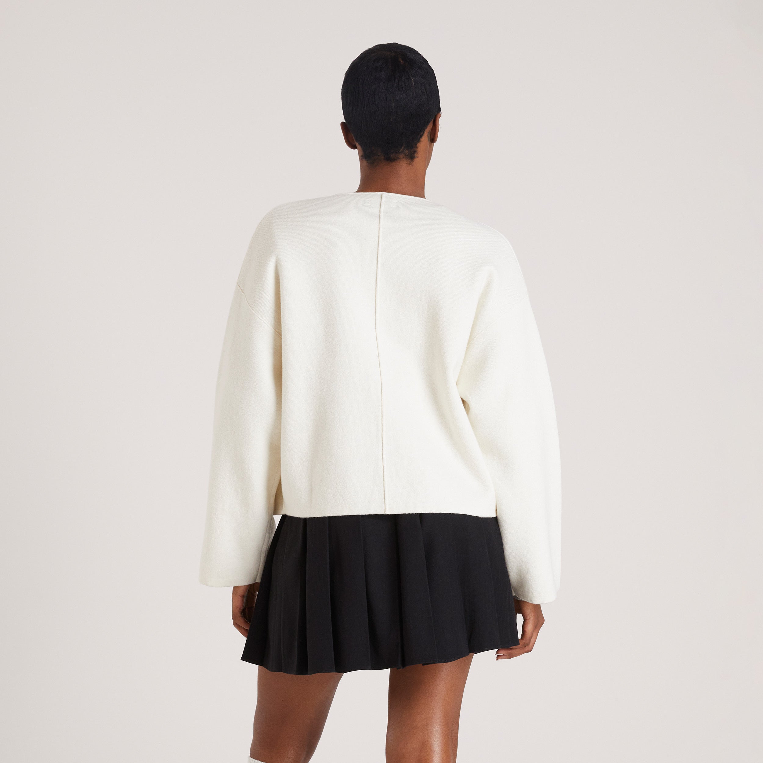 Cardigan mit Reissverschluss | Cardigan mit Reissverschluss - Crèmefarbe