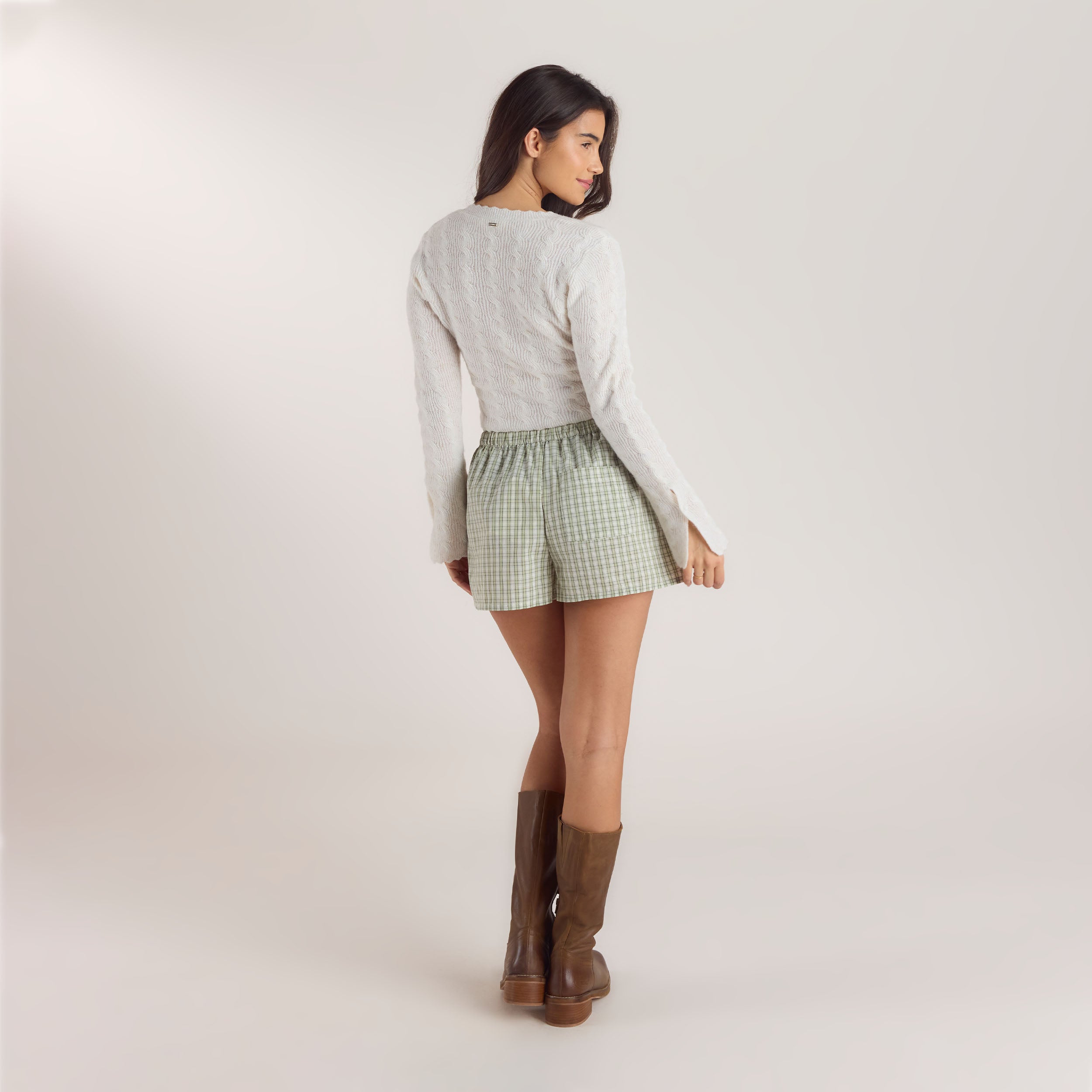 Karierte Baumwollshorts | Karierte Baumwollshorts - Grün