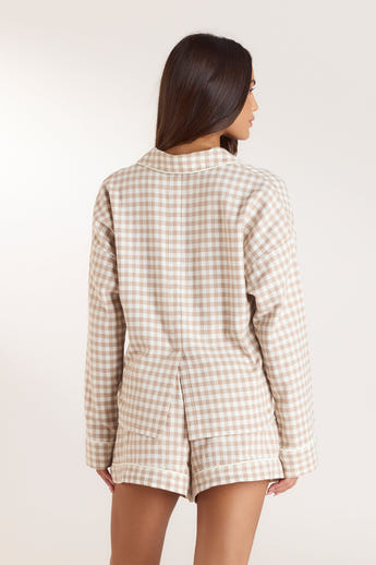 Gingham Pyjamahemd - Beige alternate