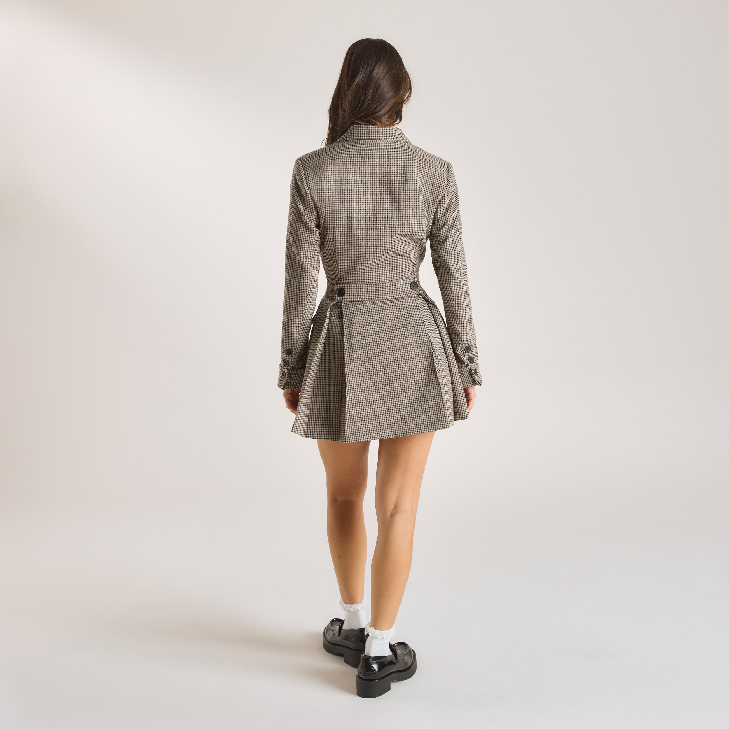 Hahnentrittmuster-Blazerkleid | Hahnentrittmuster-Blazerkleid - Braun