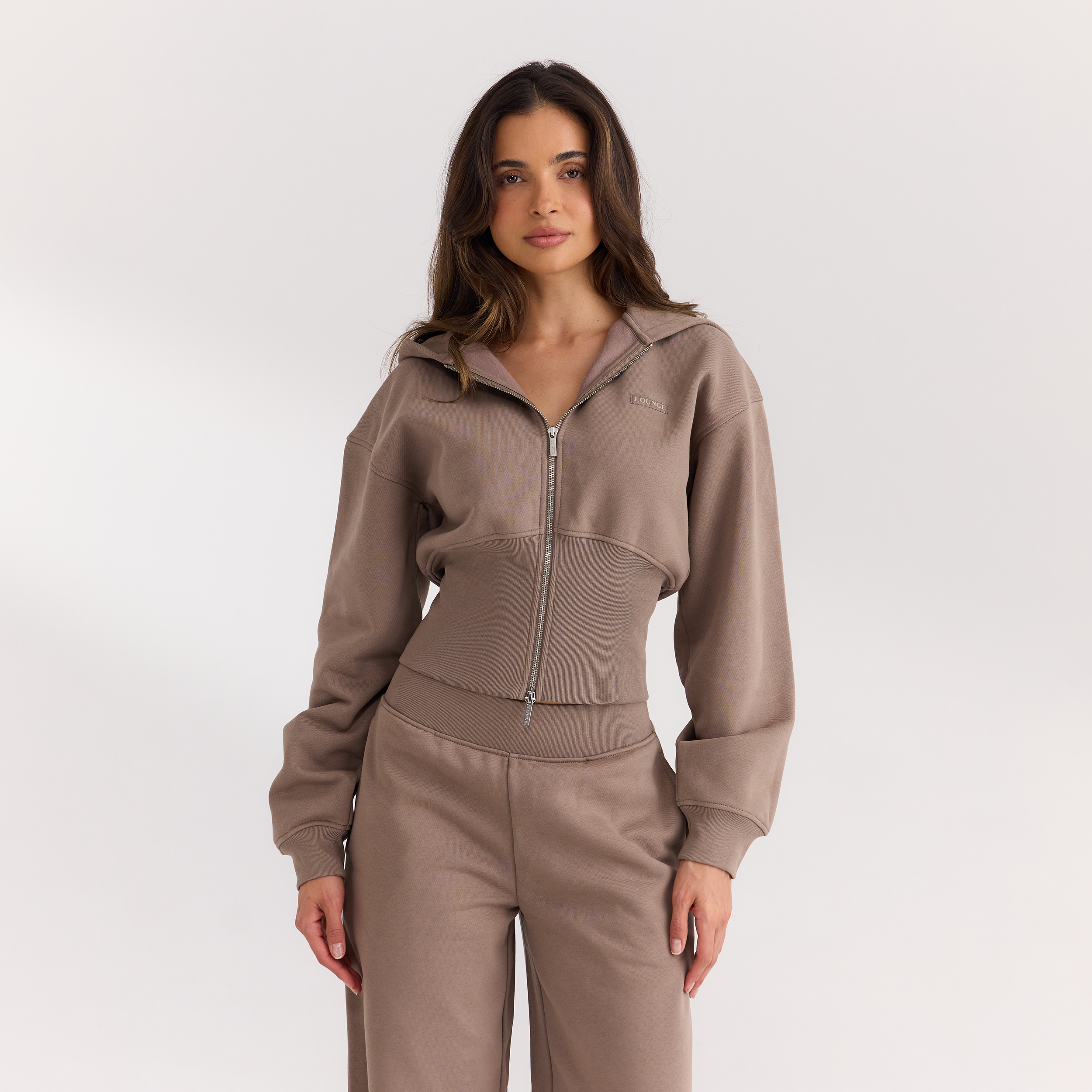Taillierte Zip-Up Hoodie | Taillierte Zip-Up Hoodie - Champignon