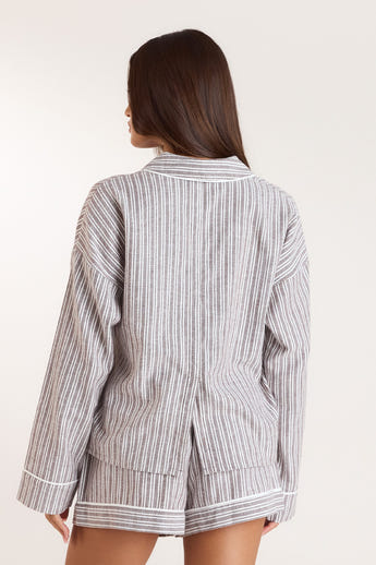 Stripe Pyjamahemd - Schokolade alternate