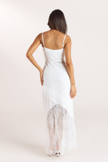 Maxikleid mit Stickerei und Spitze - Weiss alternate
