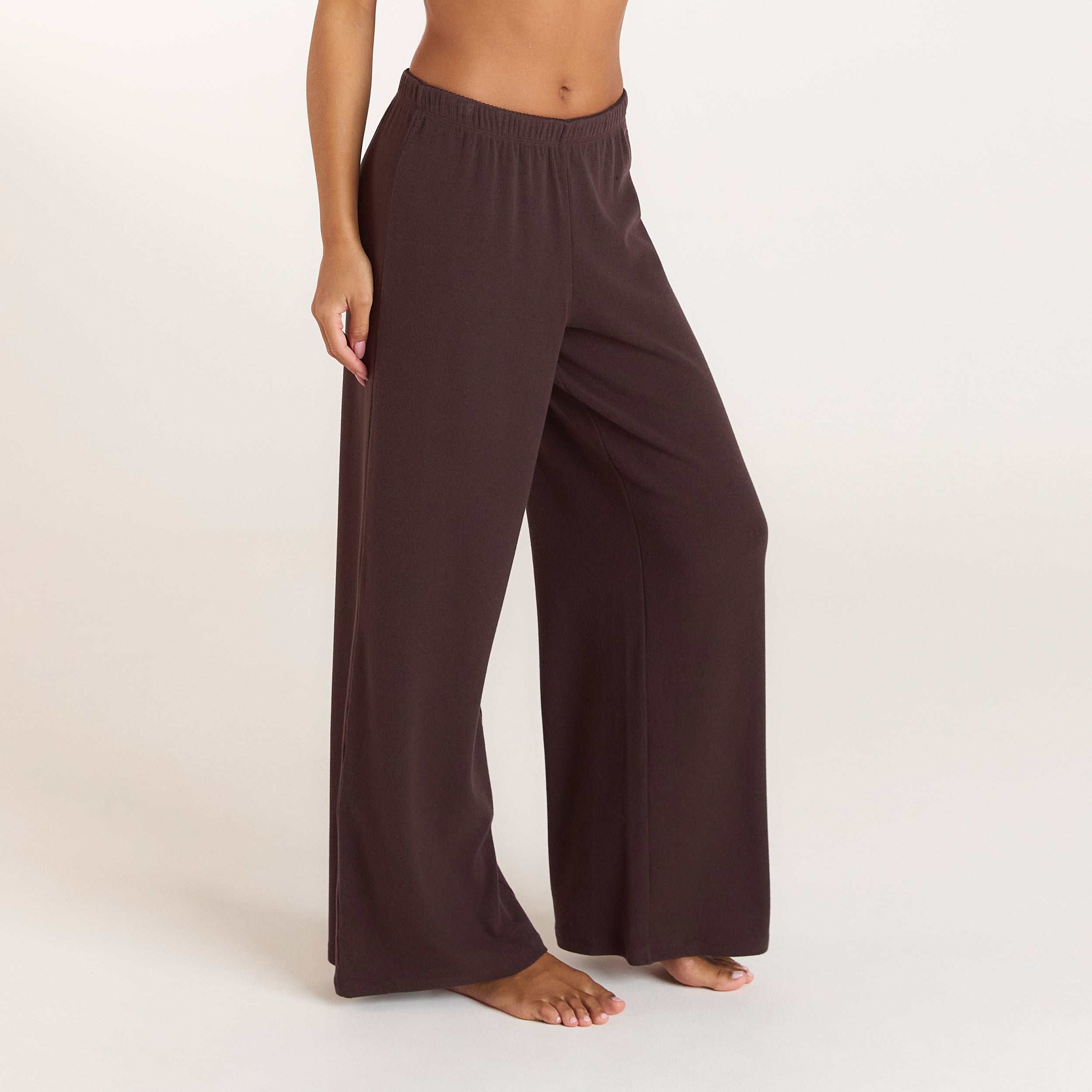 Geripptes Pyjamahose | Geripptes Pyjamahose - Dunkle Schokolade