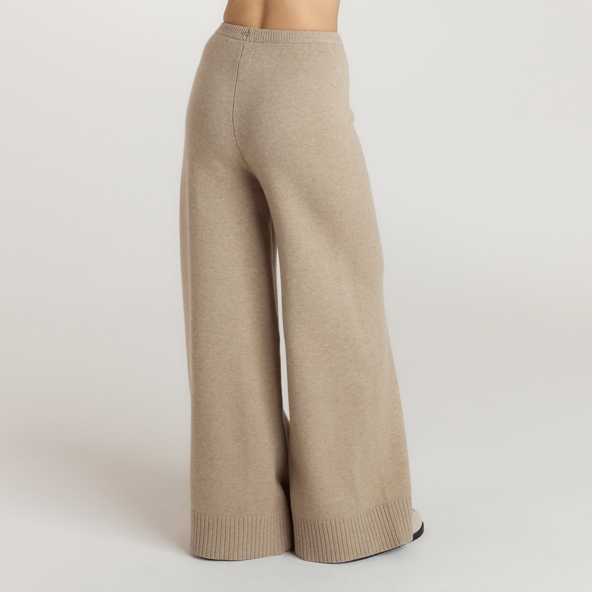 Strick-Jogginghose mit geripptem Saum | Strick-Jogginghose mit geripptem Saum - Hellbraun