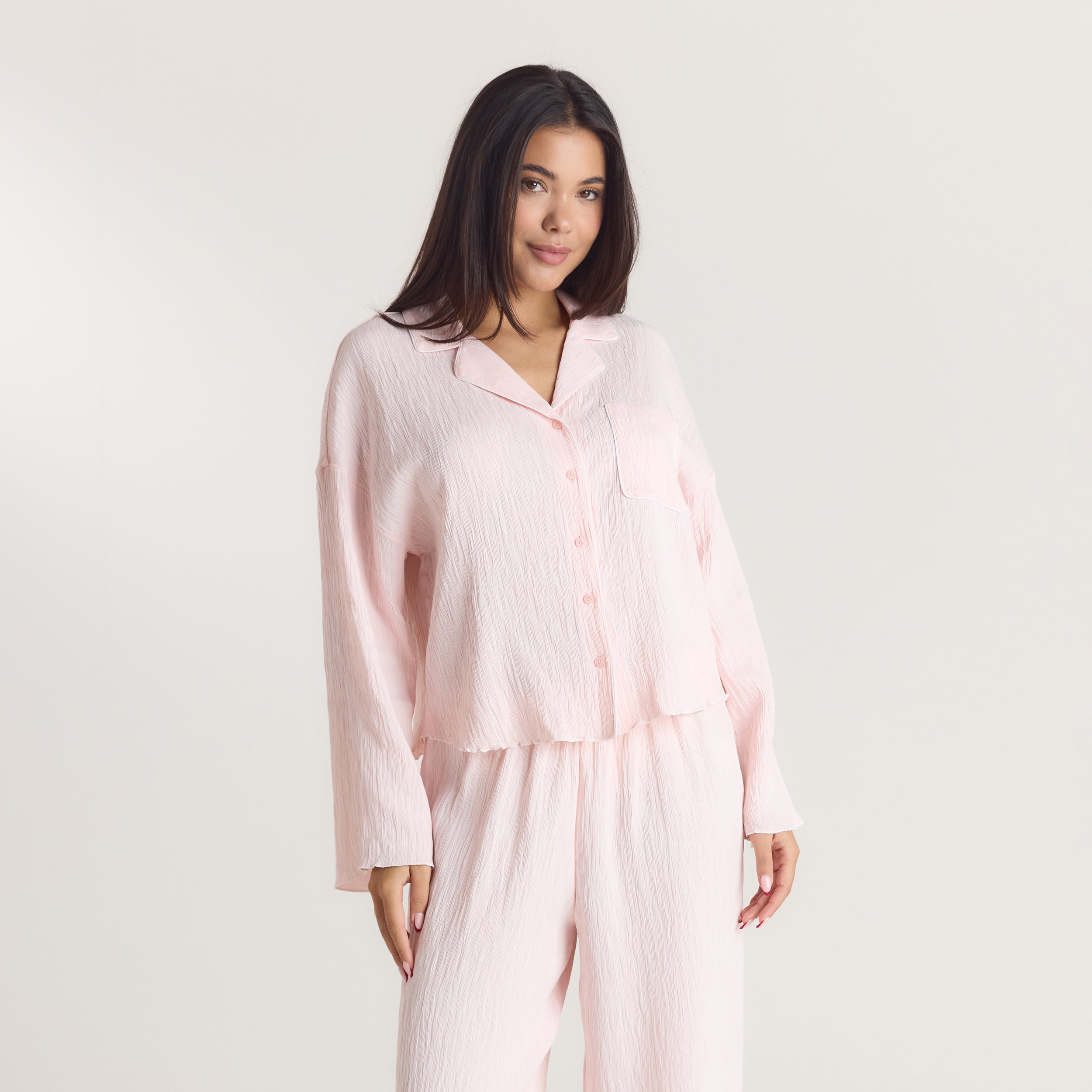 Crinkle Pyjamahemd | Crinkle Pyjamahemd - Rosa