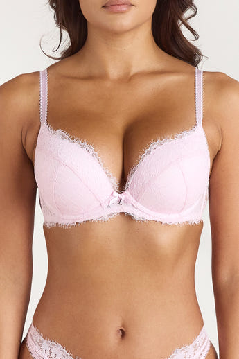 Spitzen-BH mit Hohem Push-Up - Rosa
