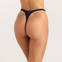 Monaco Bikini String mit Hohem Bein - Schwarz
