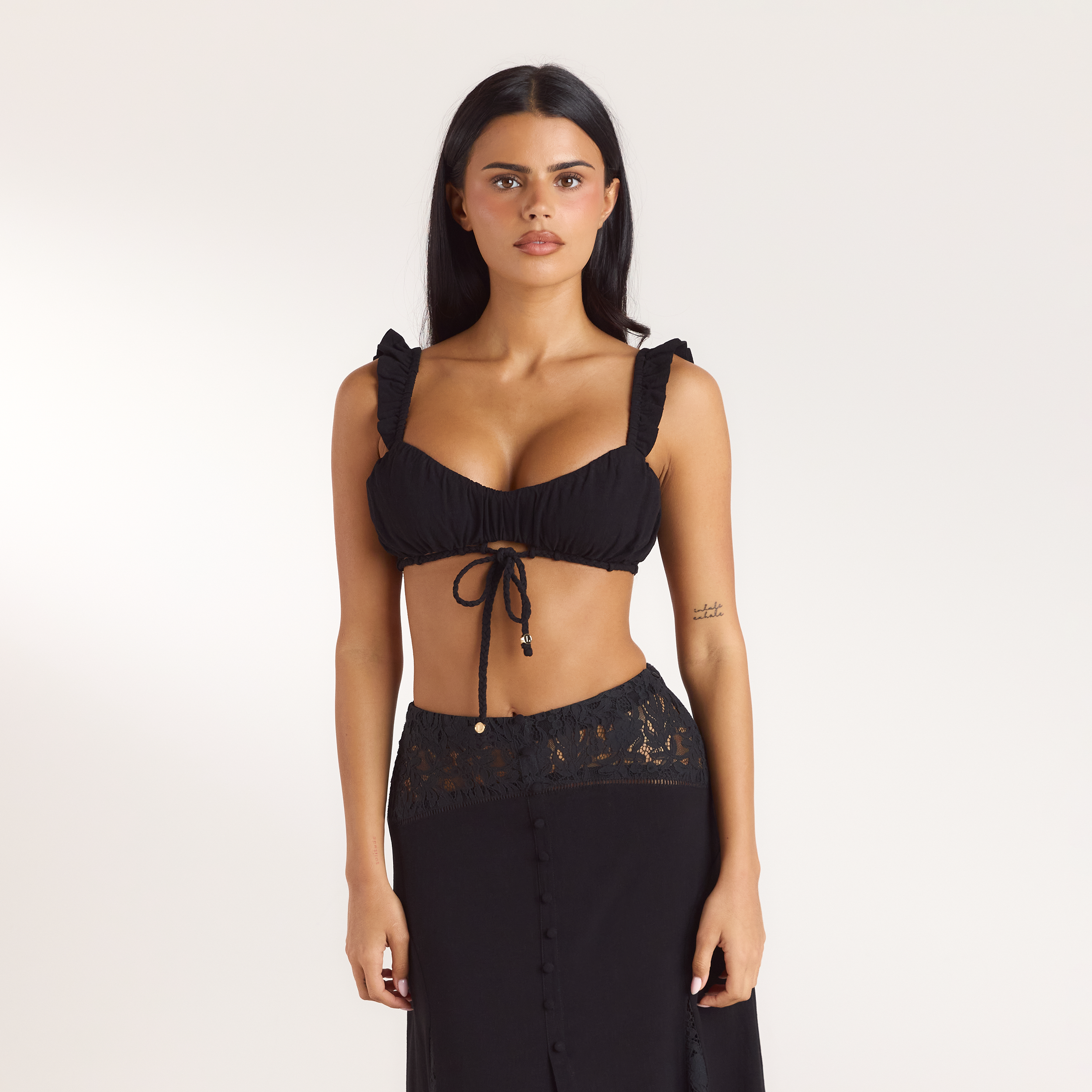 Gerüschtes Bralette | Gerüschtes Bralette - Schwarz