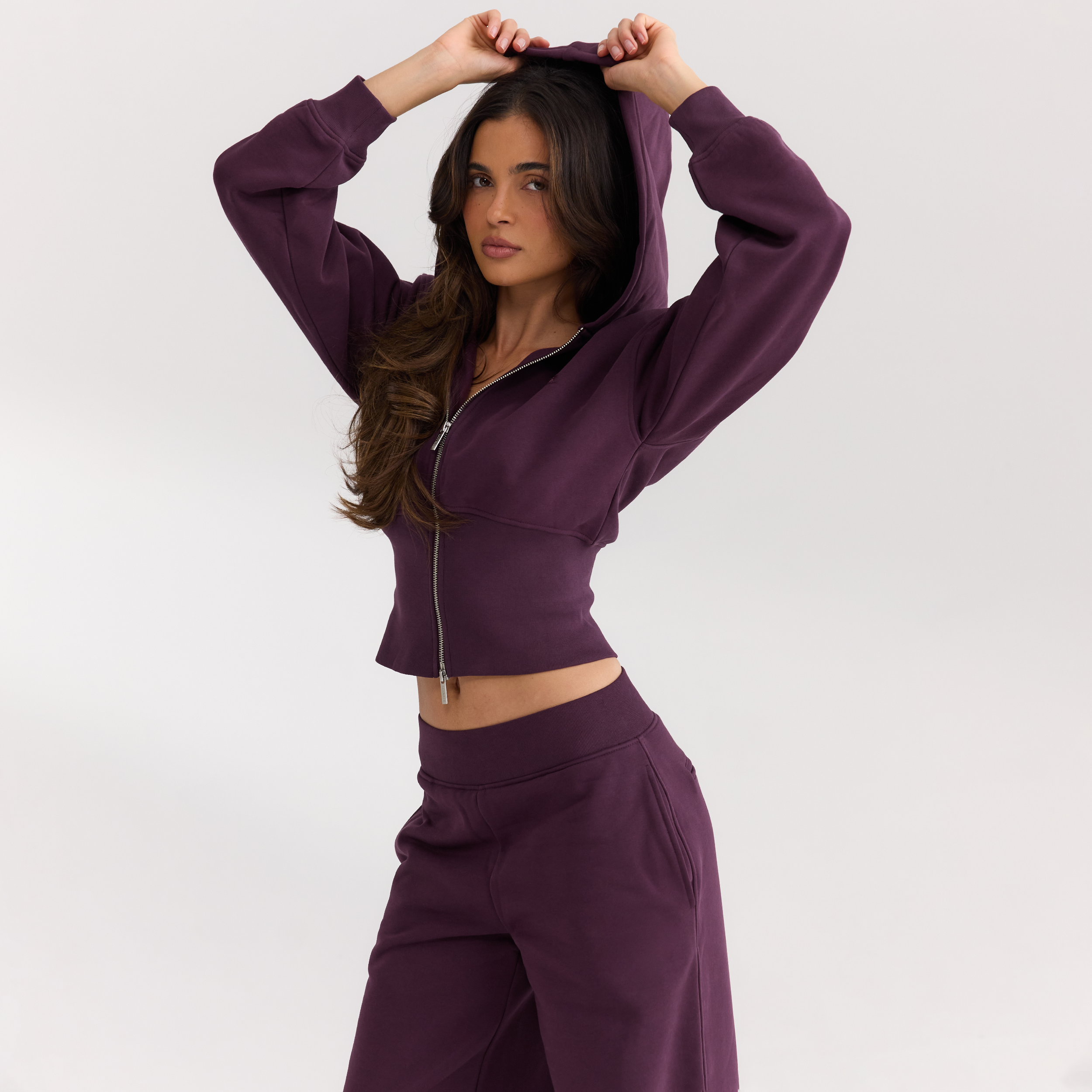 Taillierte Zip-Up Hoodie | Taillierte Zip-Up Hoodie - Kirschlack