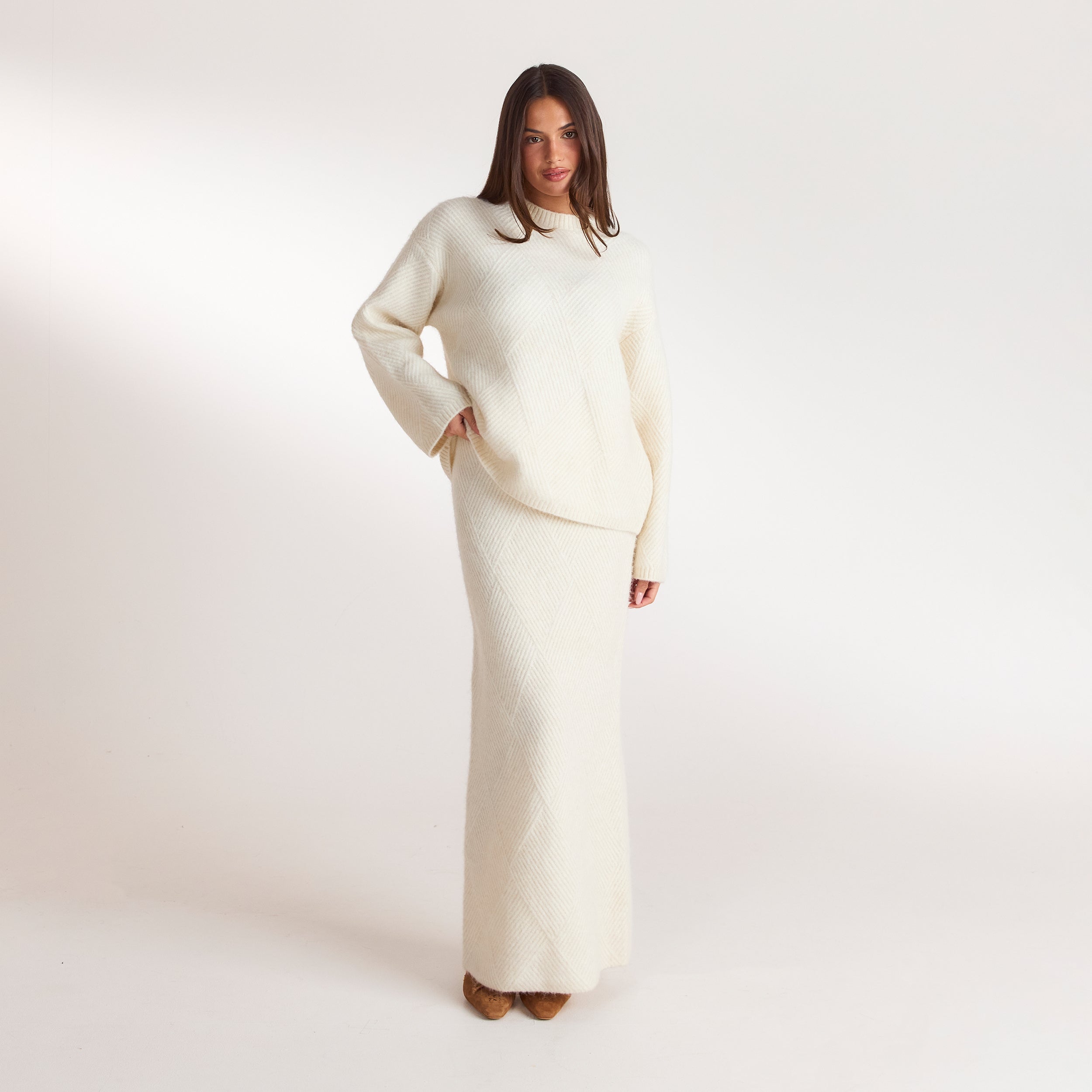 Diamond Strickpullover | Diamond Strickpullover - Crèmefarbe