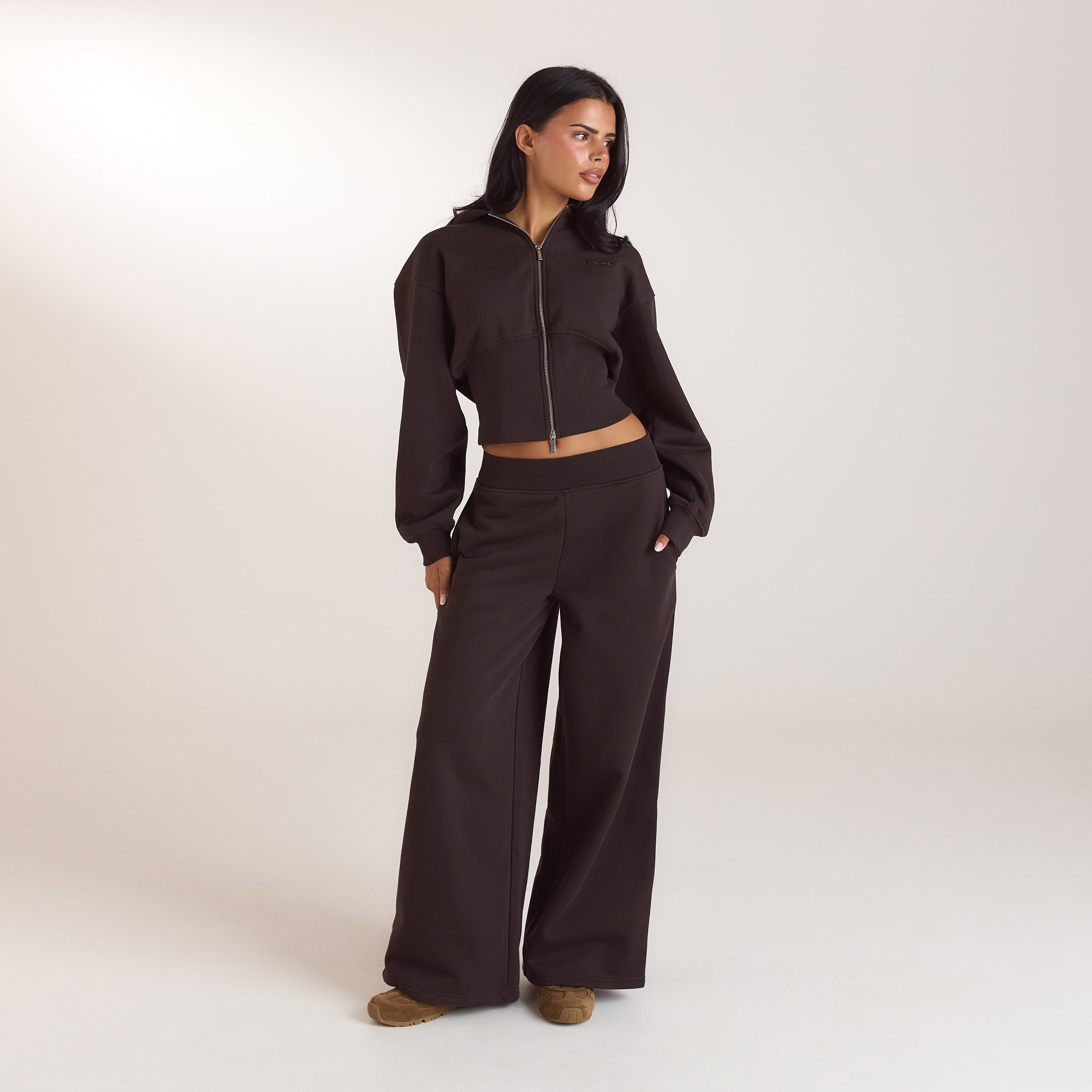 Taillierter Zip-Hoodie | Taillierter Zip-Hoodie - Dunkle Schokolade