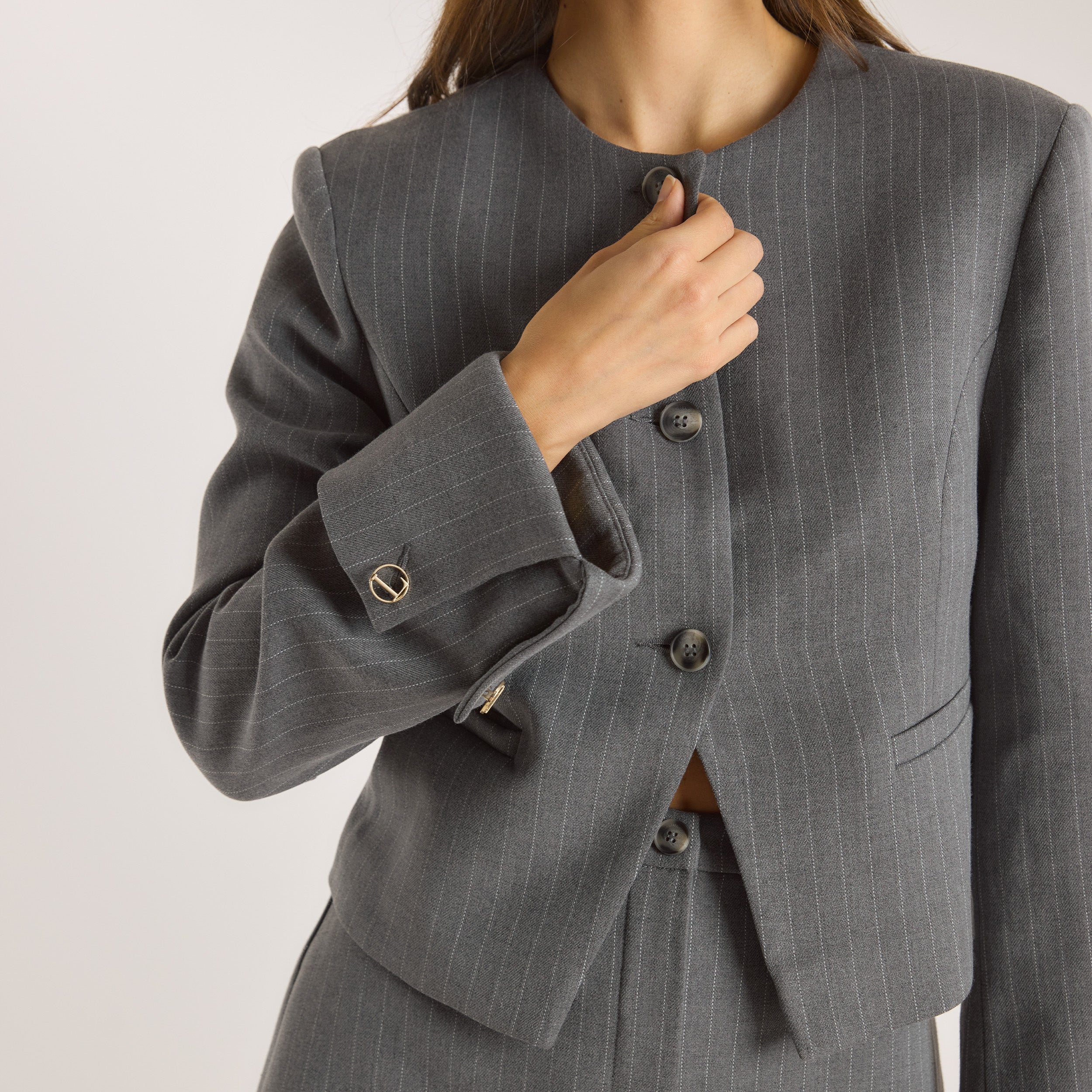Strukturierte Jacke | Strukturierte Jacke - Grauer Streifen